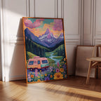 Vibrant Camper Van Landscape Canvas Art