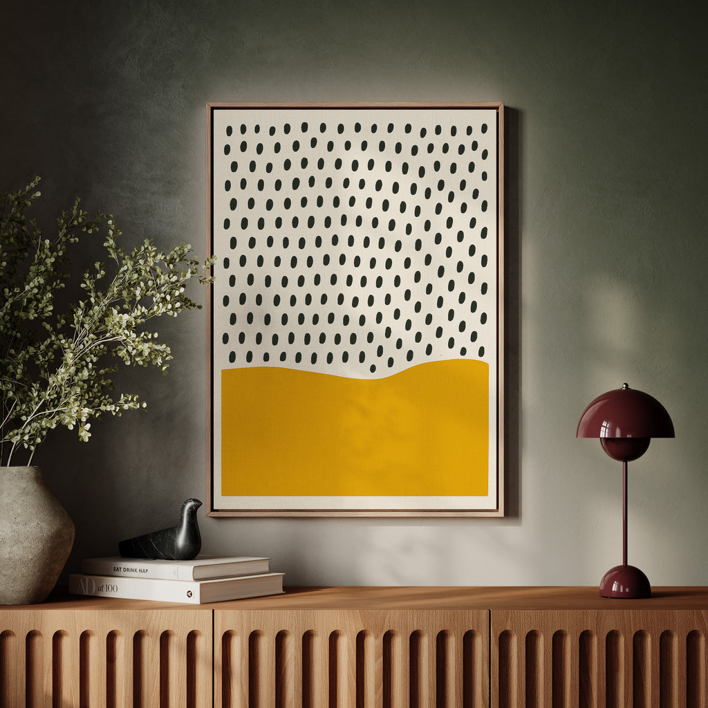 Modern Abstract Art Print - Minimalist Dots and Waves