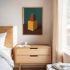 Minimalist Geometric Art Print - Bold Colorful Cubes