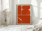 Vibrant Geometric Abstract Art Print in Bold Orange
