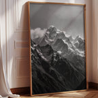 Monochrome Majesty – Black & White Alpine Mountain Print