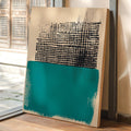 Modern Abstract Art Print in Teal and Black