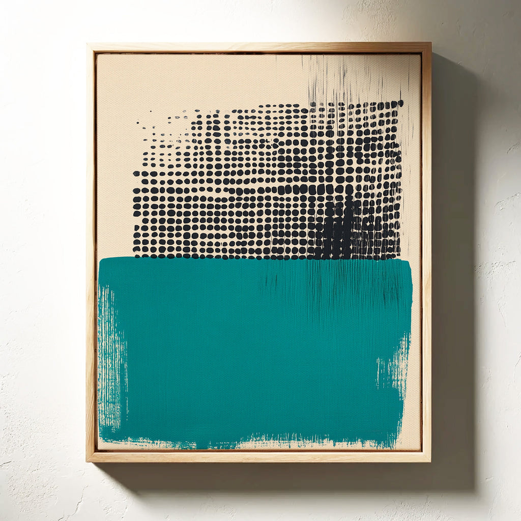 Modern Abstract Art Print in Teal and Black