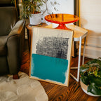 Modern Abstract Art Print in Teal and Black
