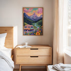 Vibrant Camper Van Landscape Canvas Art