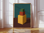 Minimalist Geometric Art Print - Bold Colorful Cubes