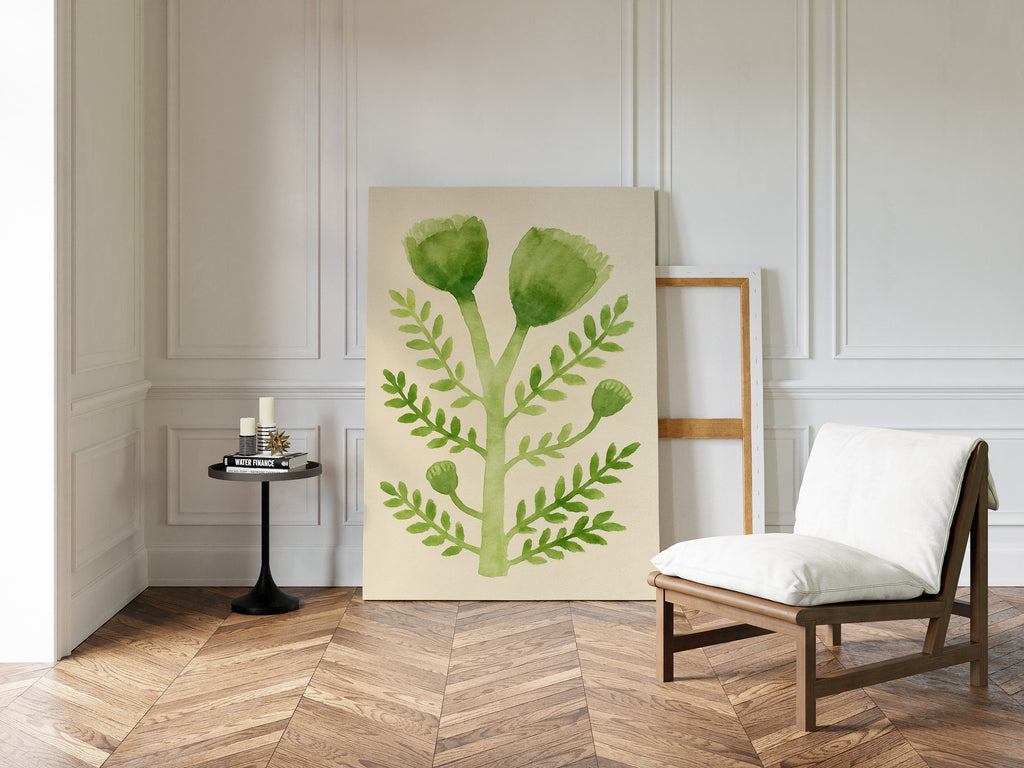 Elegant Green Botanical Watercolor Art Print