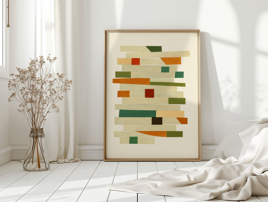 “Stacked Harmony” – Mid-Century Modern Geometric Art Print