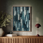 Midnight Panels – Abstract Vertical Woodgrain Art Print