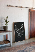 Minimalist Abstract White Dots on Black Canvas