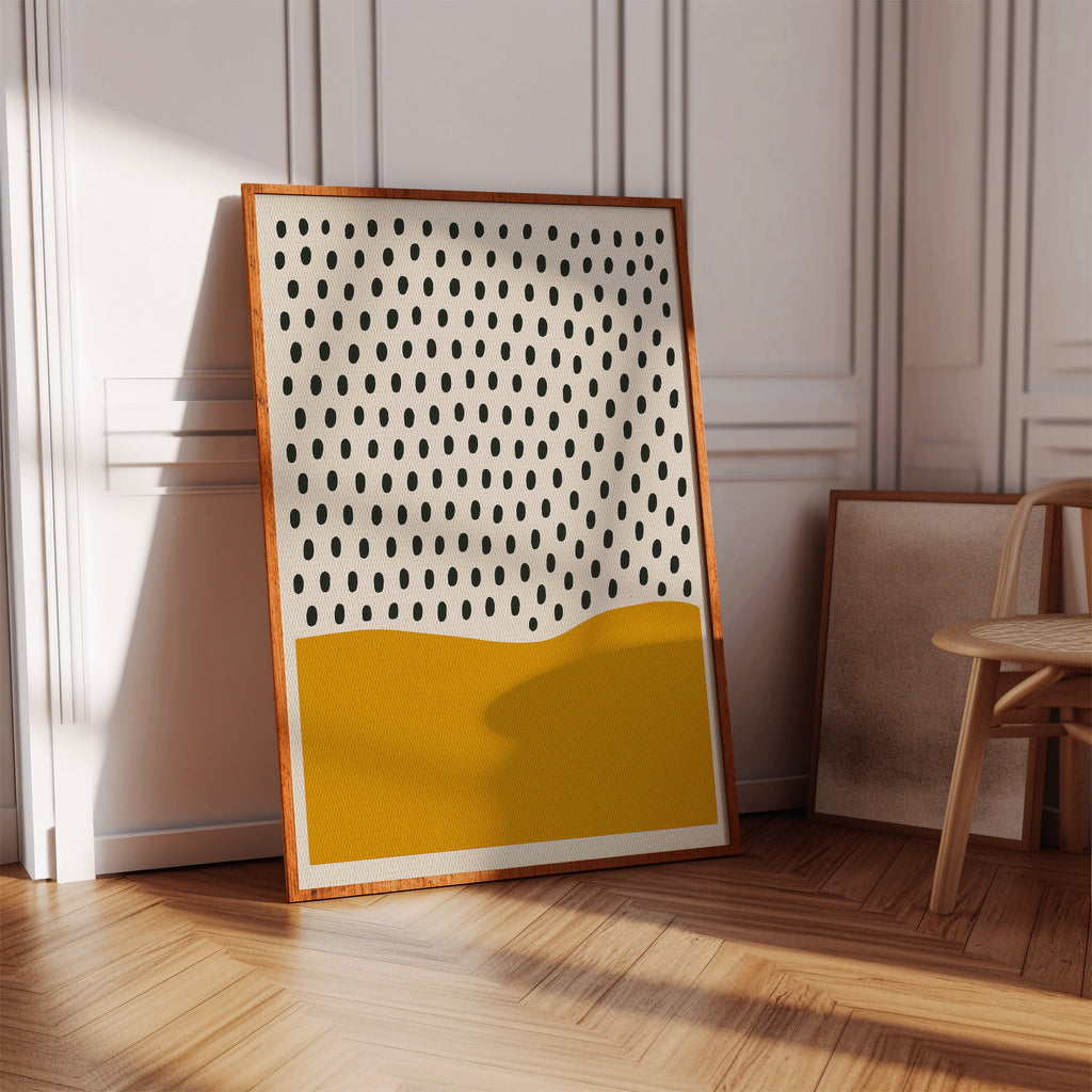 Modern Abstract Art Print - Minimalist Dots and Waves
