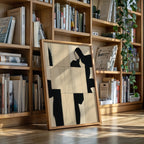 Modern Abstract Geometric Art Print in Black and Beige