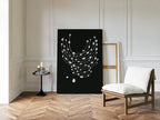 Minimalist Abstract White Dots on Black Canvas
