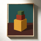 Minimalist Geometric Art Print - Bold Colorful Cubes