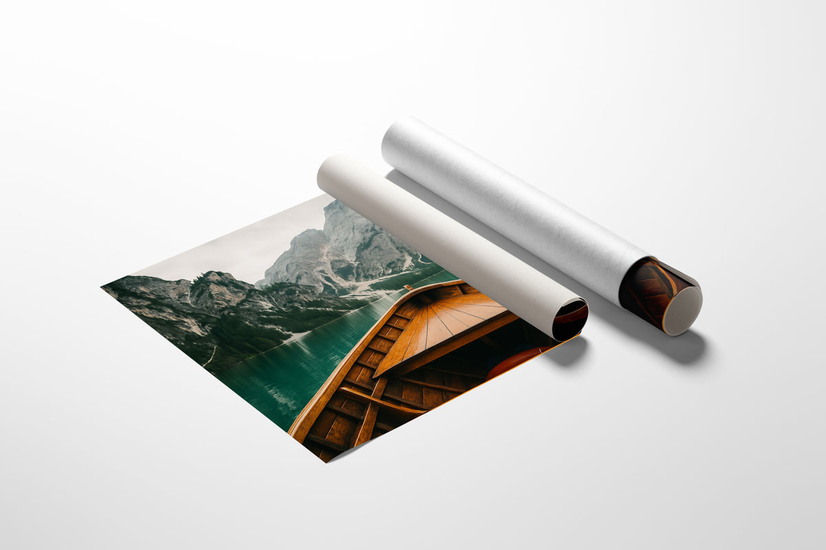 Rustic Mountain Lake Adventure Art Print