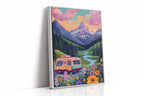 Vibrant Camper Van Landscape Canvas Art
