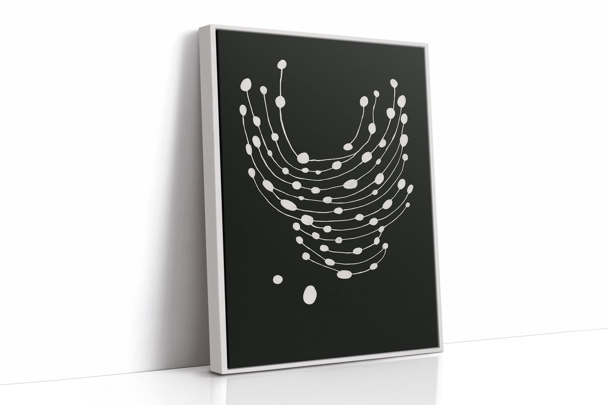 Minimalist Abstract White Dots on Black Canvas