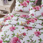 DaDa Bedding Pink Romantic Roses Floral Quilt Set