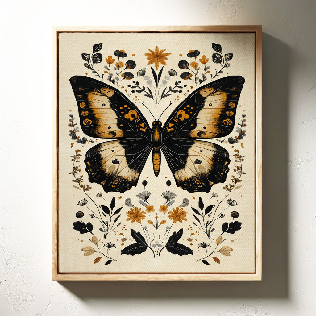 Gilded Monarch - Vintage Butterfly & Floral Art