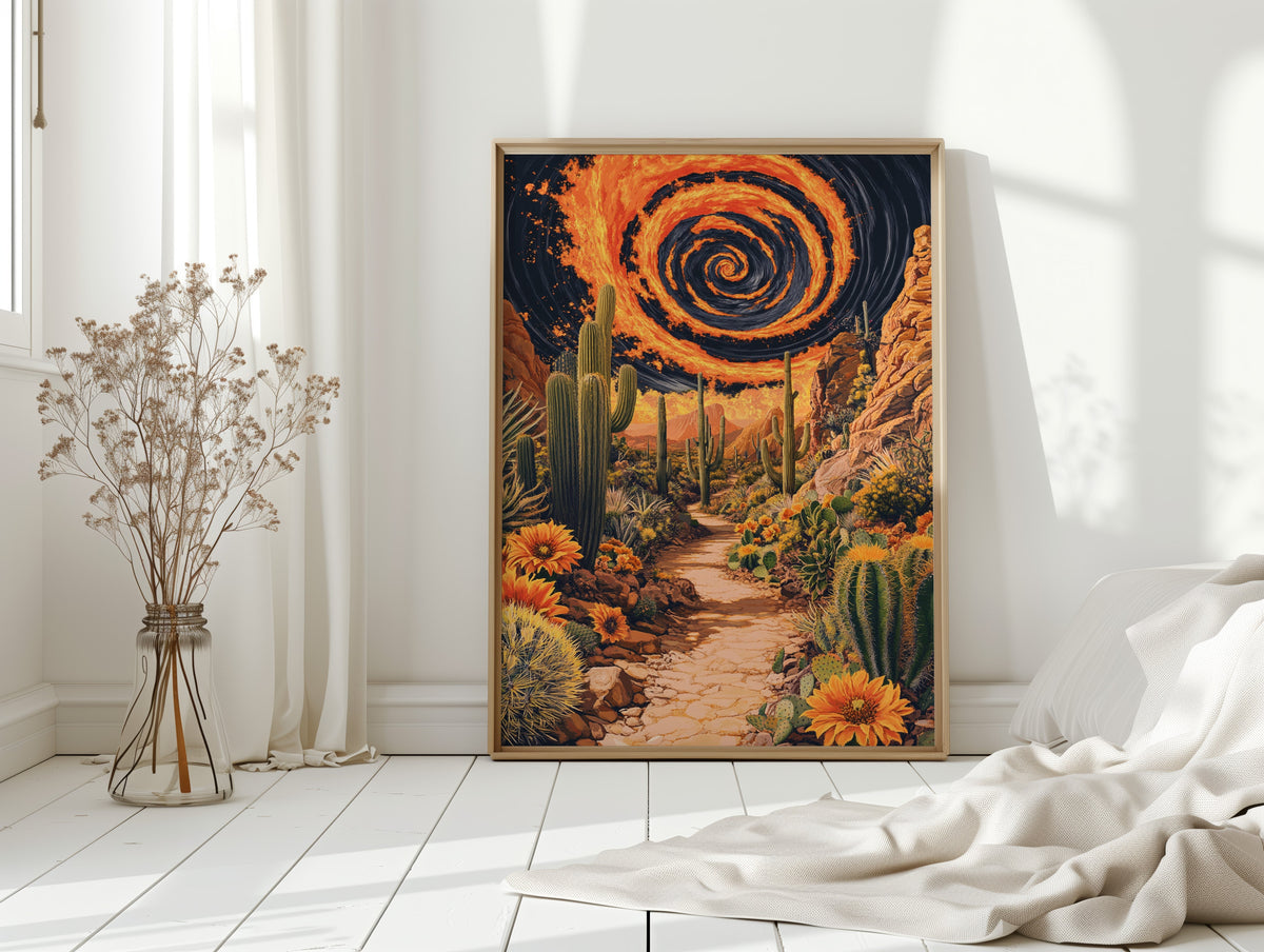 Pathway Through Fiery Blooms