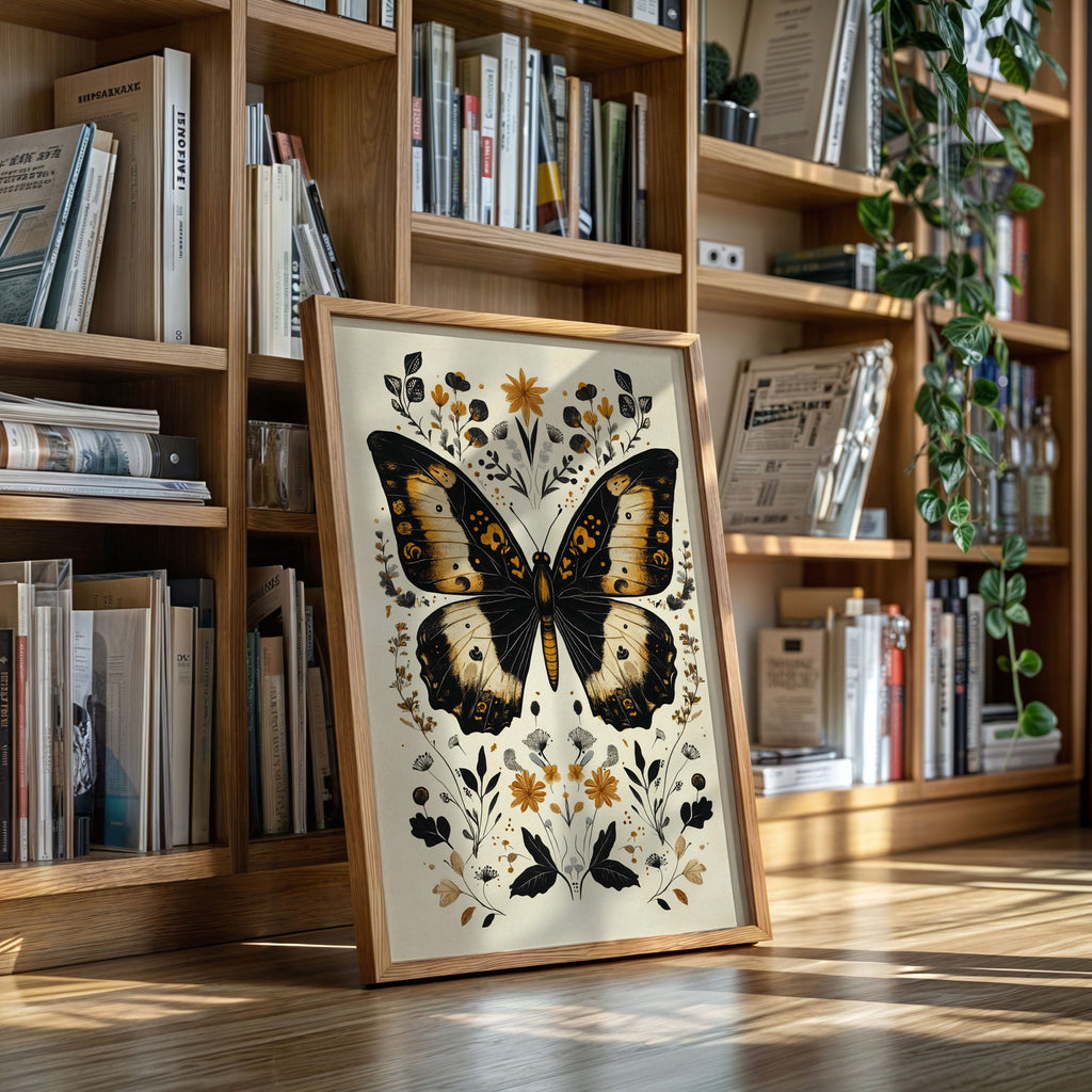 Gilded Monarch - Vintage Butterfly & Floral Art