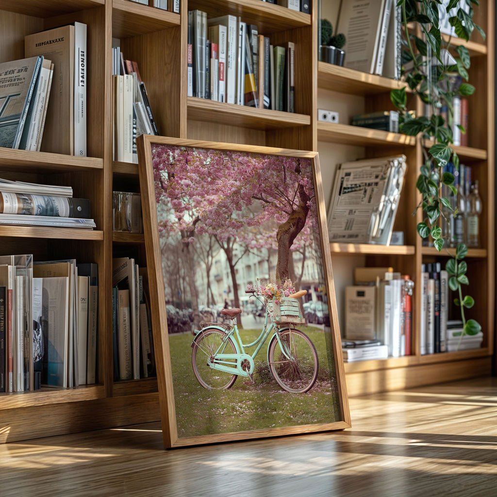 Bicycle Beneath Blossoming Canopy