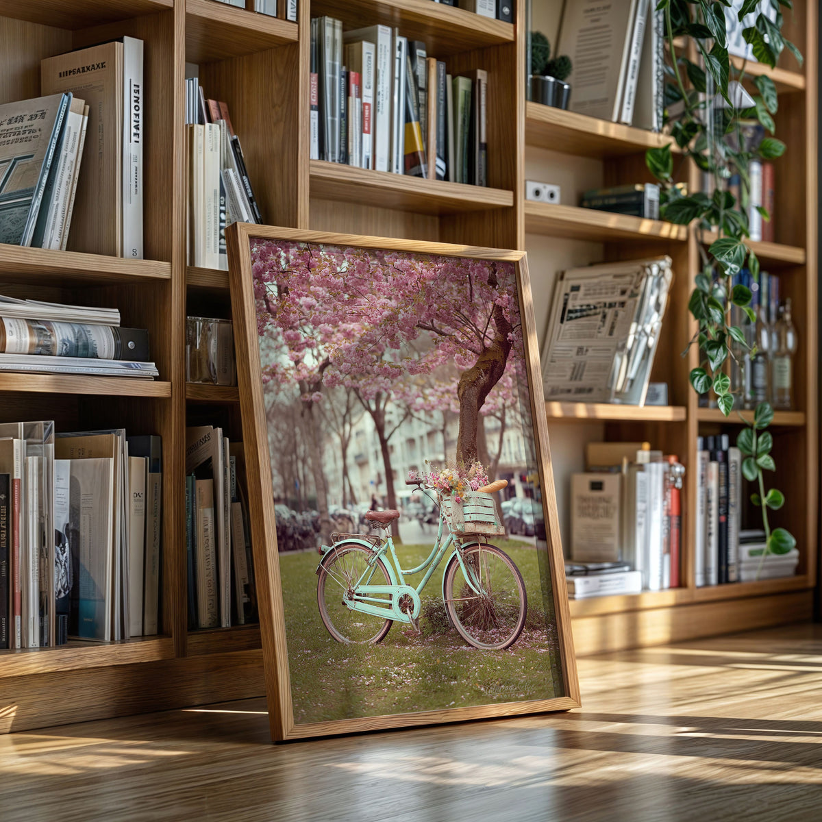 Bicycle Beneath Blossoming Canopy